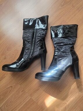 Baldinini Treno Black  Mid-Calf Heeled Boots Size 40